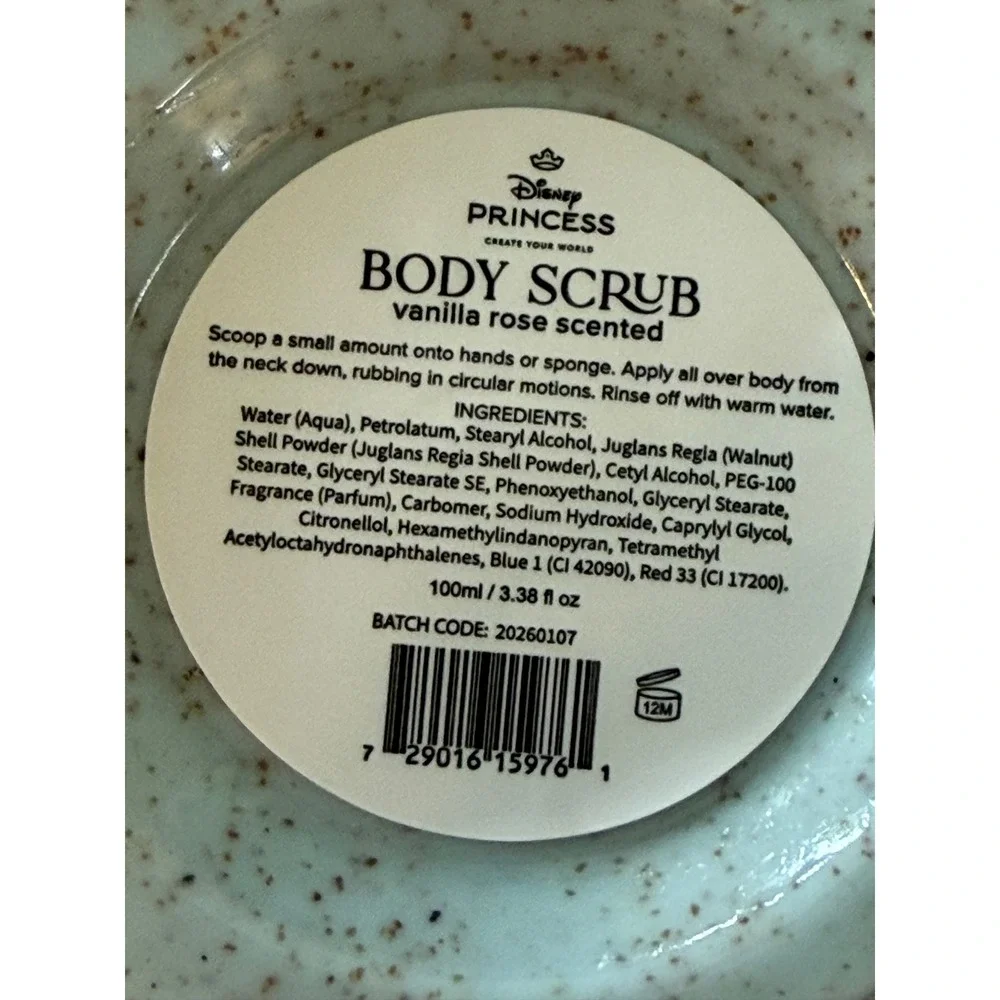 Disney Princess Body Scrub Set Apple Hibiscus Coconut Vanilla Rose 3 Pack 3.38oz